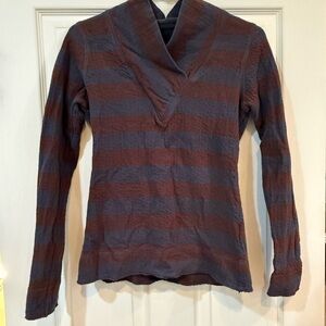 Prana Brown and Gray Striped Shirt